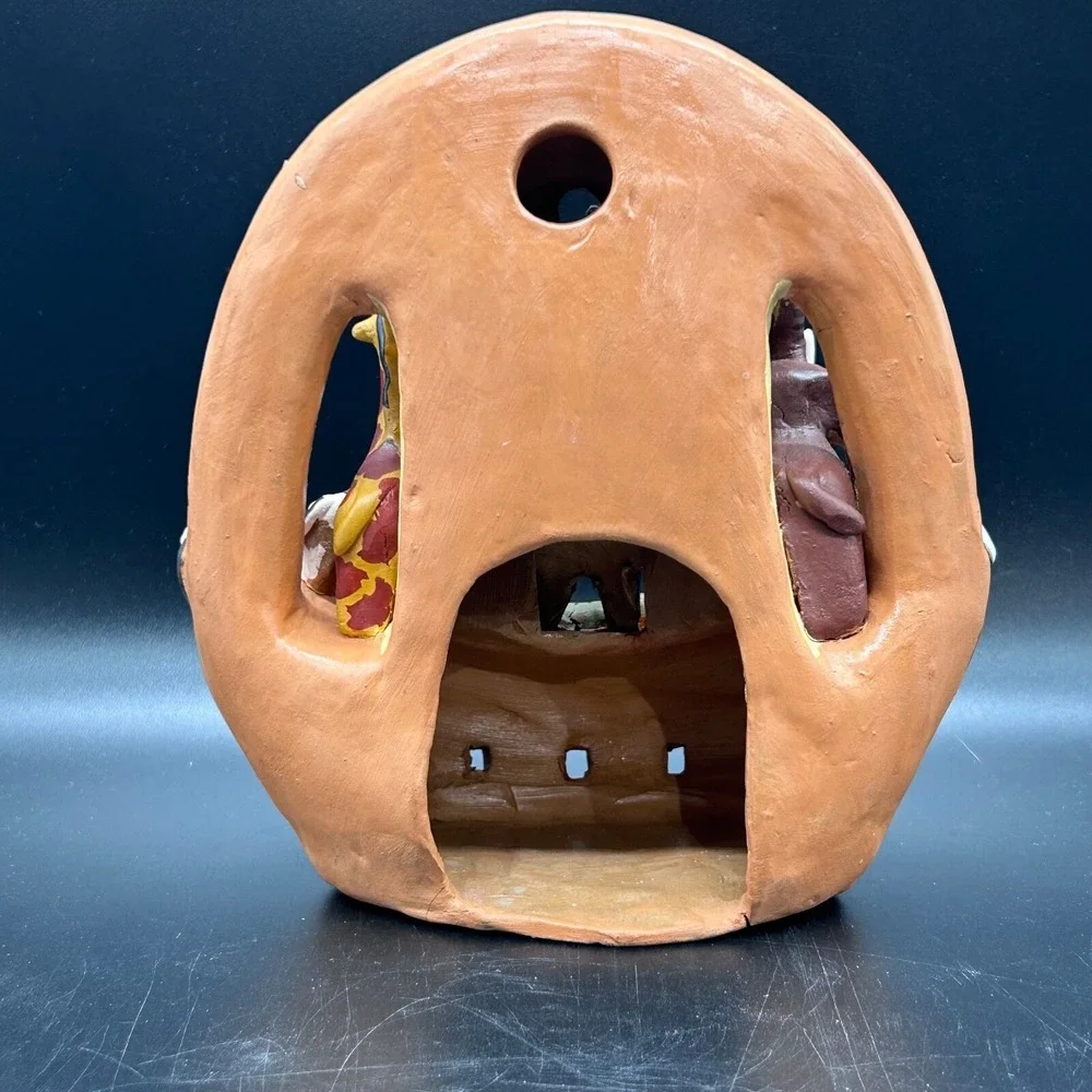 Noah's Ark Studio Pottery Clay Hand Painted  Tea‎ Light Votive Rainbow Animals